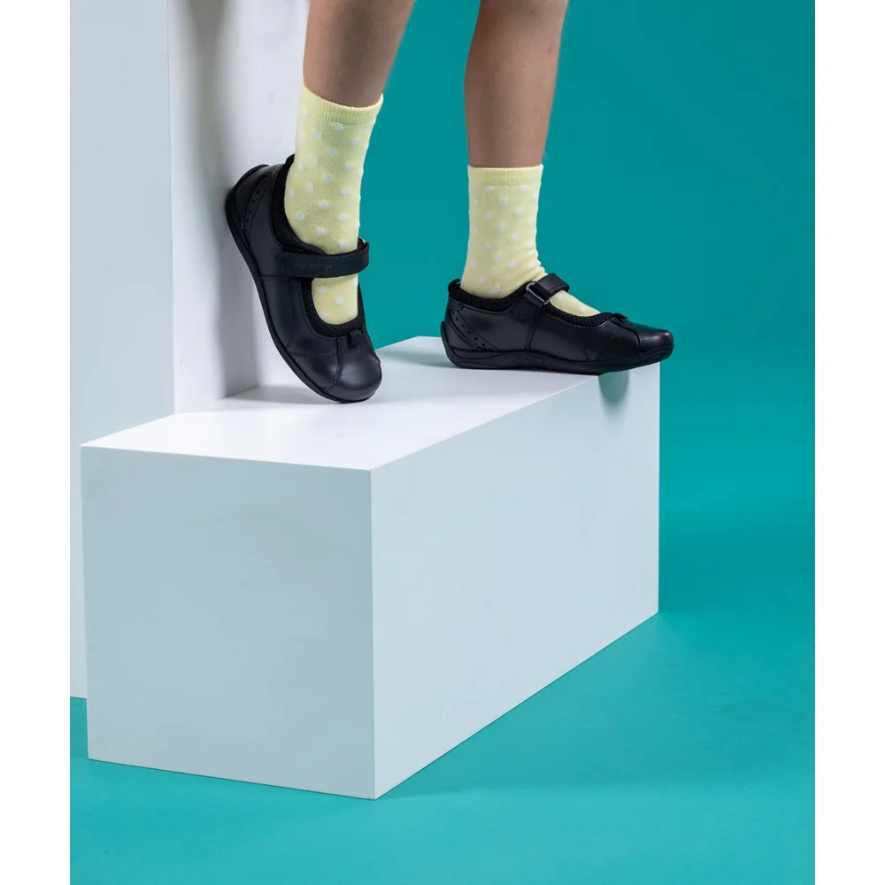 Black Cindy Junior School Shoes - Image 8