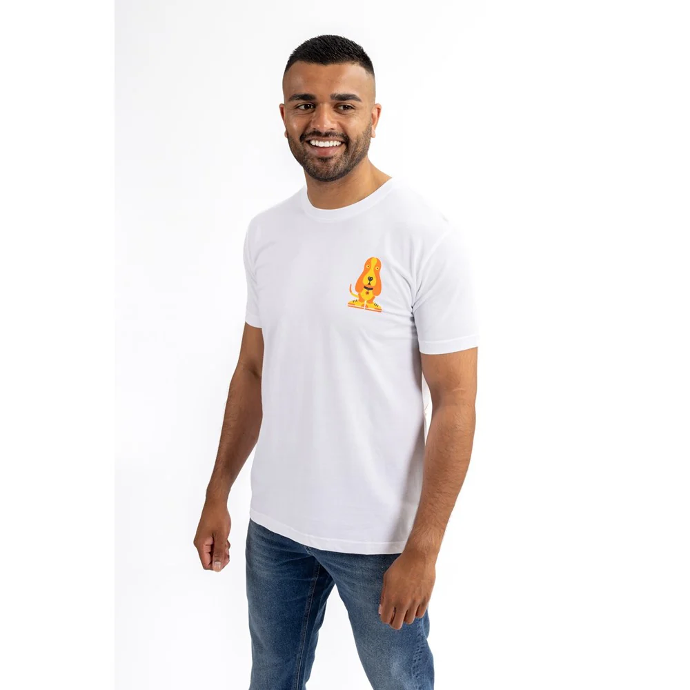 White Modern Basset Mens T-Shirt - Image 3