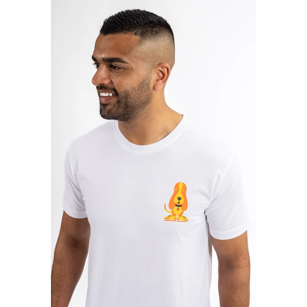 White Modern Basset Mens T-Shirt - Image 6