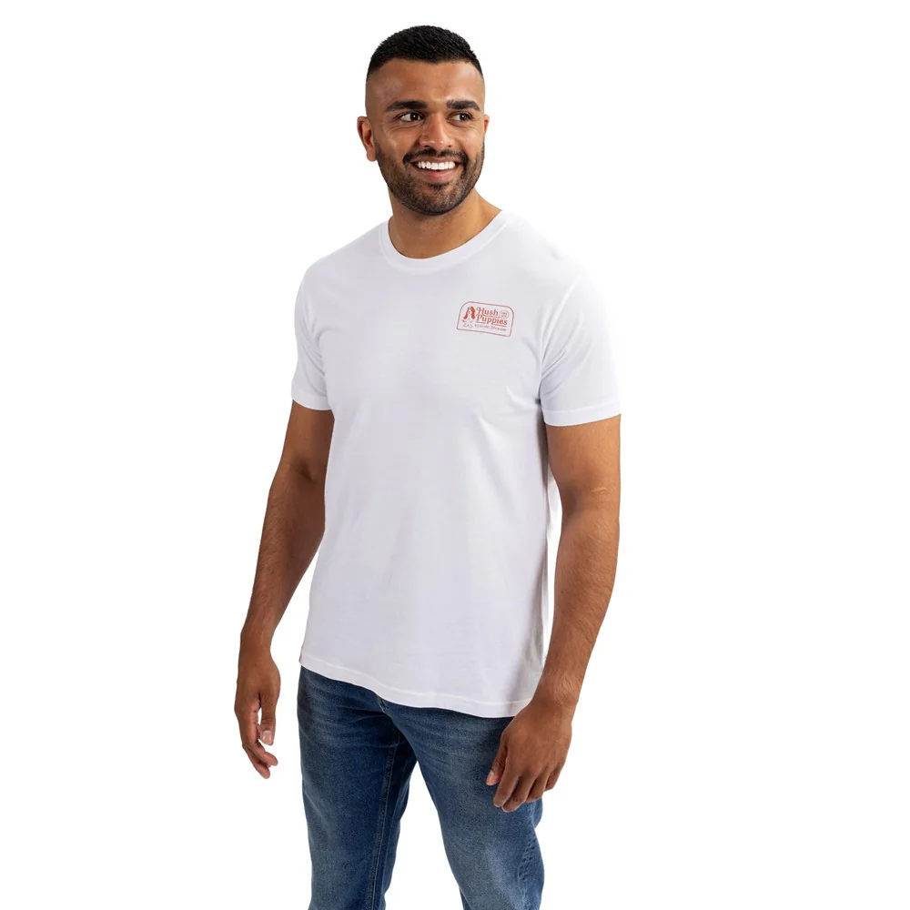White Retro Basset Mens T-Shirt - Image 3