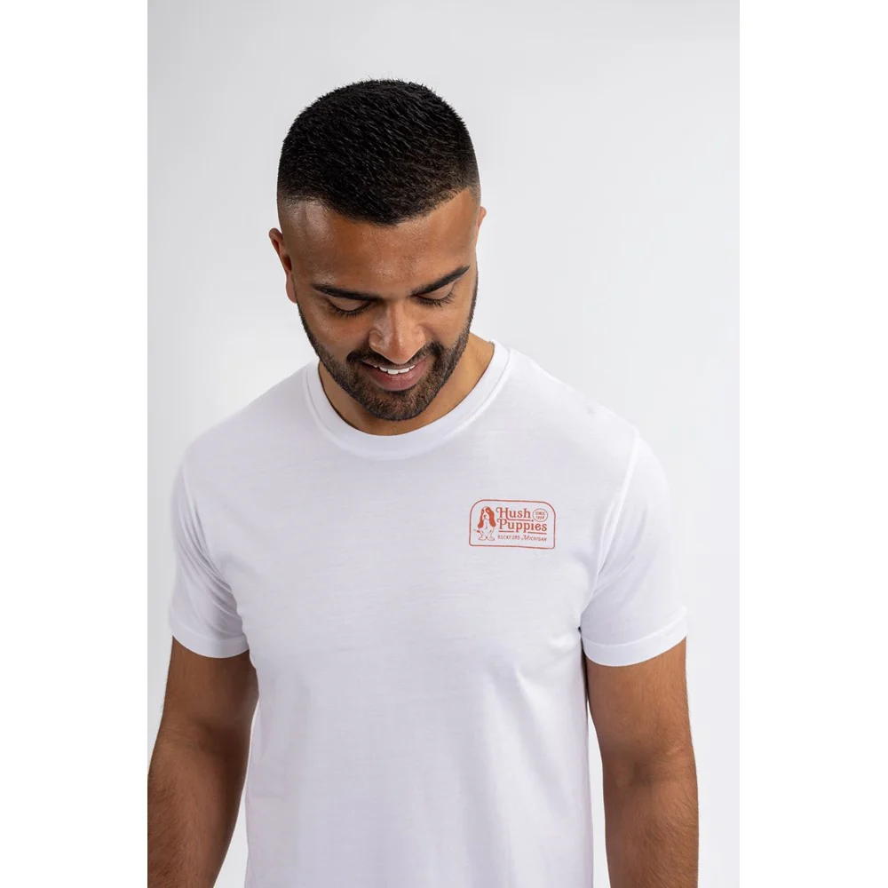 White Retro Basset Mens T-Shirt - Image 6