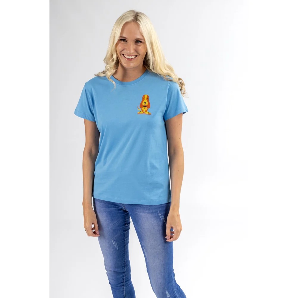 Blue Modern Basset Ladies T-Shirt - Image 3