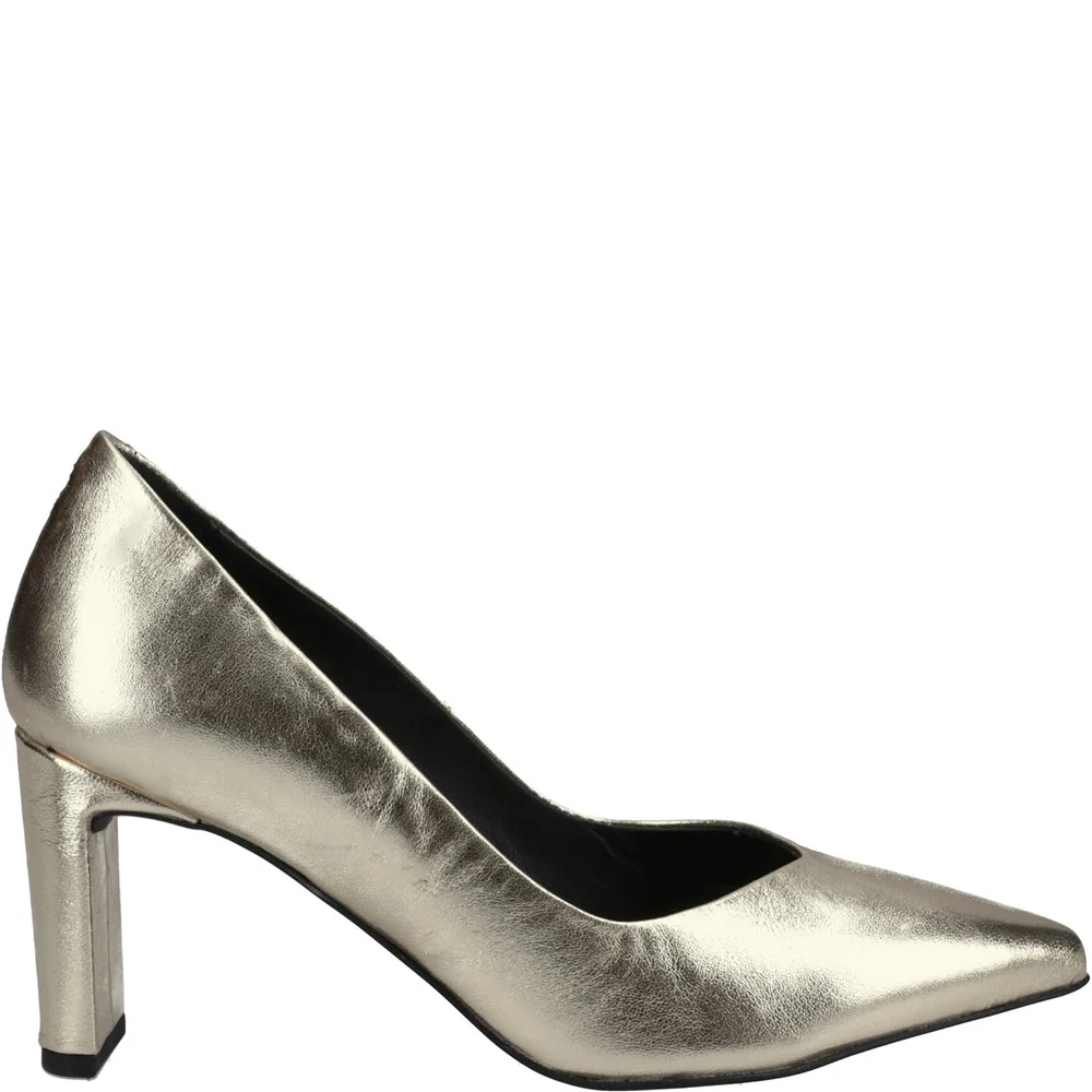 Gold Olivia Leather Court Shoes - Image 5