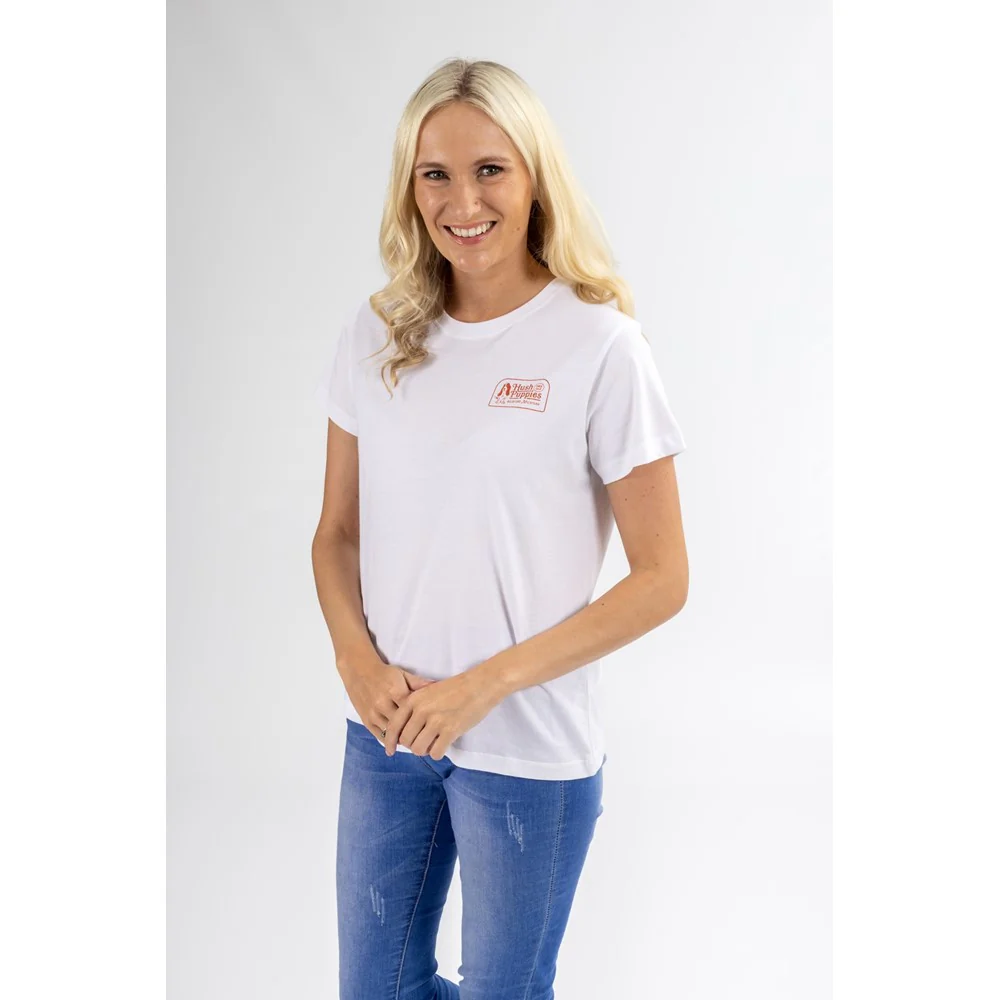 White Retro Basset Ladies T-Shirt - Image 3