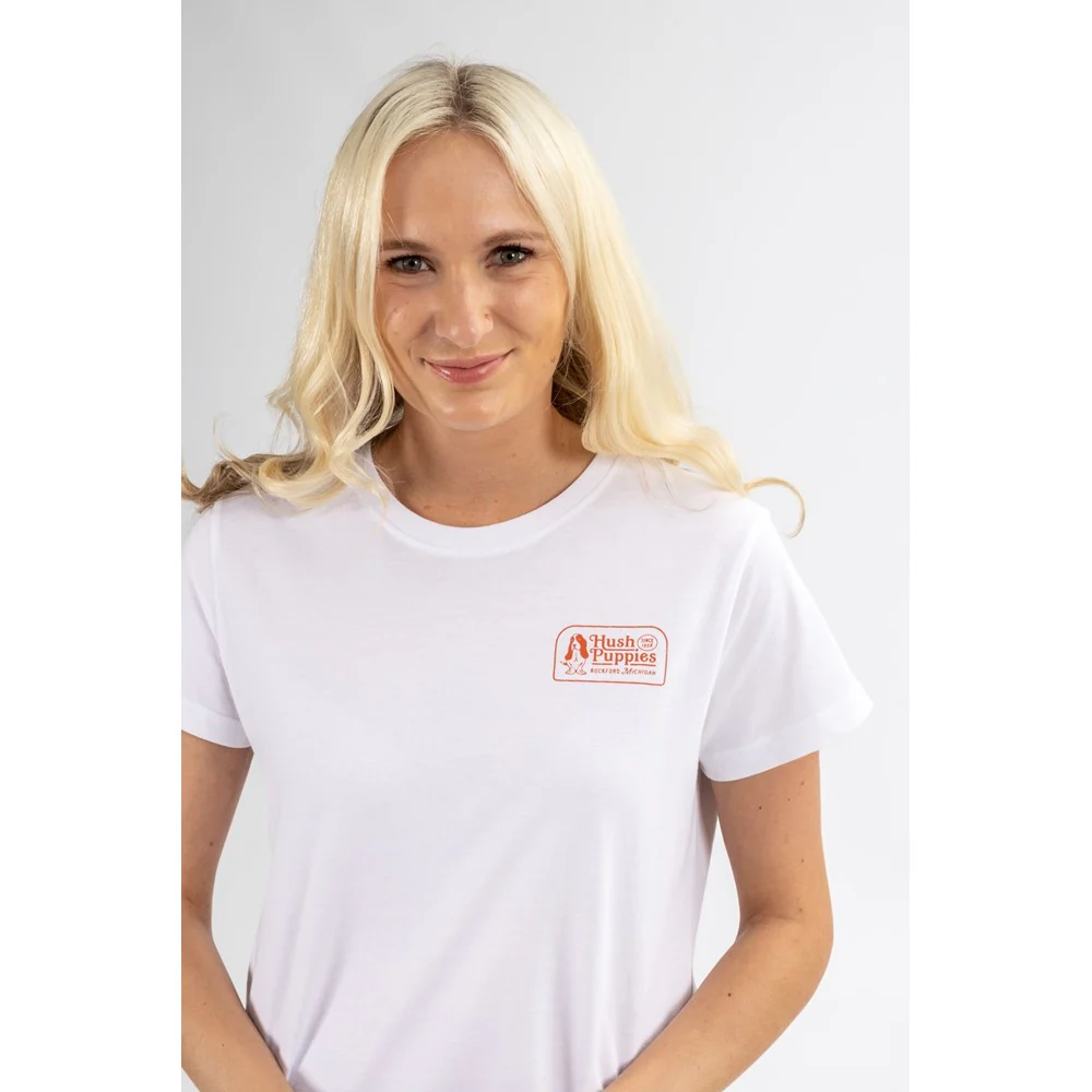 White Retro Basset Ladies T-Shirt - Image 6