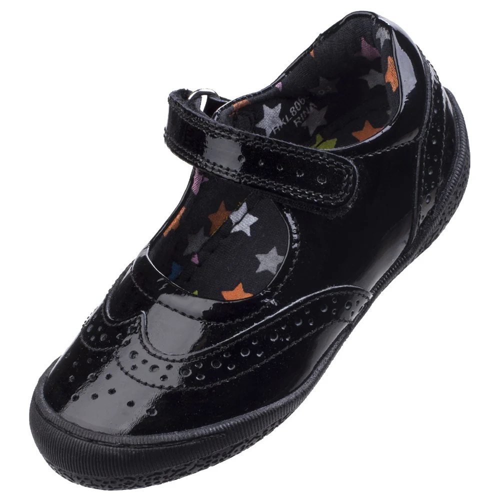 Black Patent Rina Patent Infant School Shoes - Image 7